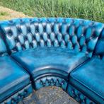 Engelse Chesterfield Springvale hoekbank blauw leer +BEZORGD, Ophalen of Verzenden, Zo goed als nieuw, Leer, Chesterfield