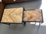 Salontafels set van 2 staal met visgraat blad, Ophalen, 50 tot 100 cm, 50 tot 100 cm, Zo goed als nieuw