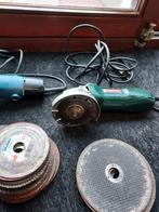 Twee Haakse Slijpmachines + Schijven, Doe-het-zelf en Verbouw, Gereedschap | Slijpmachines, Ophalen, Gebruikt, Minder dan 700 watt