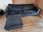 WOOOD Bank + Hocker 'Robin' 3-zits fluweel antraciet, Huis en Inrichting, Banken | Bankstellen, Ophalen, Gebruikt, Driepersoons