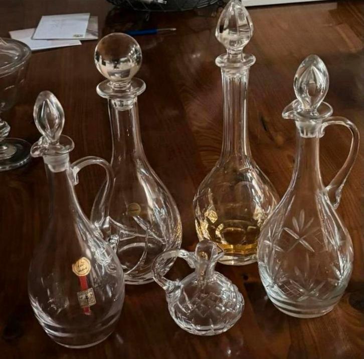 Antieke Kristallen Karaffen Set - 5 Stuks, Antiek en Kunst, Antiek | Glas en Kristal, Ophalen of Verzenden
