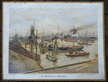 Oude schoolplaat met Maashaven Rotterdam beschikbaar voor biedingen