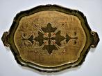 Italiaans dienblad serveerblad goud olijfgroen oranje, Antiek en Kunst, Curiosa en Brocante, Ophalen of Verzenden