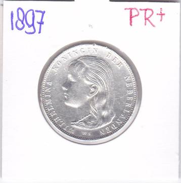 Prachtige 1 gulden 1897 Portret met loshangend haar 75 euro beschikbaar voor biedingen