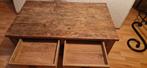 Massief houten rustieke salontafel, Ophalen, 100 tot 150 cm, Eikenhout, 50 tot 100 cm