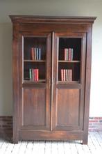 Prachtige antieke eiken houten boekenkast, vitrinekast.