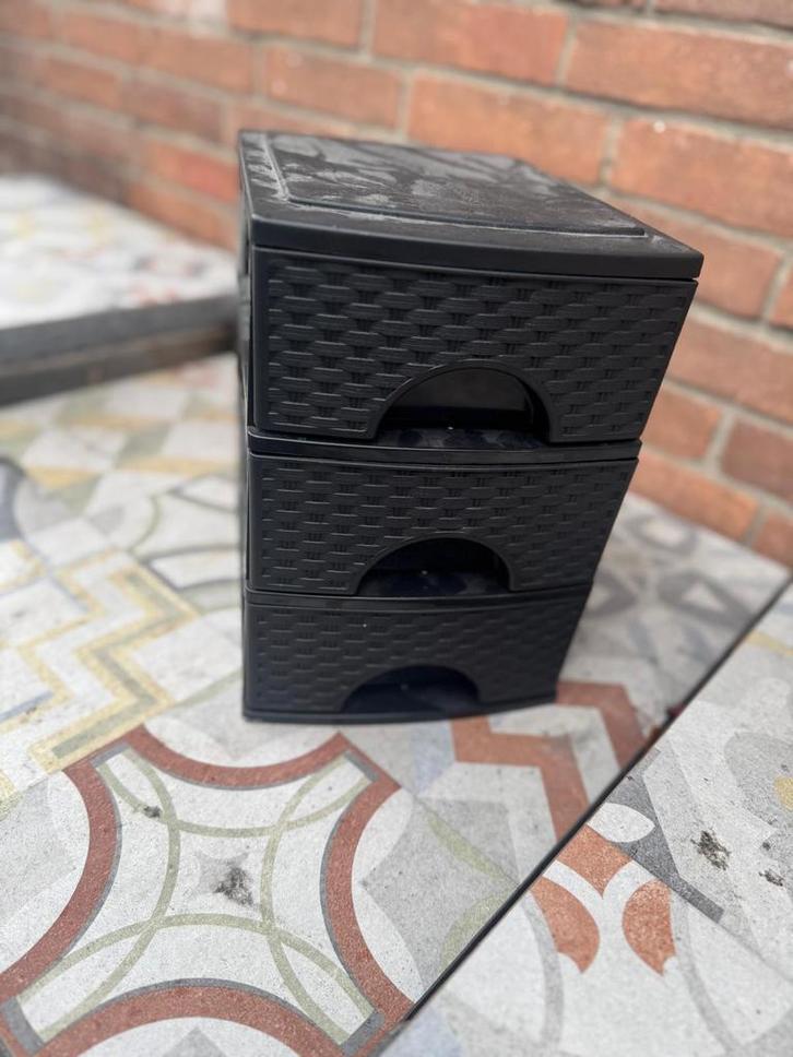 Rattan Ladekast Zwart – 3 Lades, Huis en Inrichting, Kasten | Ladekasten, Zo goed als nieuw, Minder dan 100 cm, 50 tot 100 cm