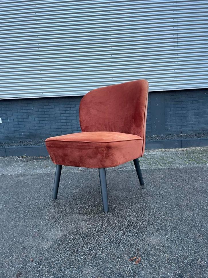 Velvet fauteuil / stoel fluweel oranje / bruin, Huis en Inrichting, Fauteuils, Gebruikt, 50 tot 75 cm, Minder dan 75 cm, Ophalen