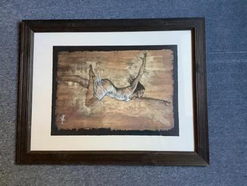 Grote donkerbruin houten lijst beschikbaar voor biedingen