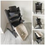 ZGAN! Stokke Tripp Trapp zwart met babyset en newbornset, Kinderen en Baby's, Kinderstoelen, Ophalen of Verzenden, Zo goed als nieuw