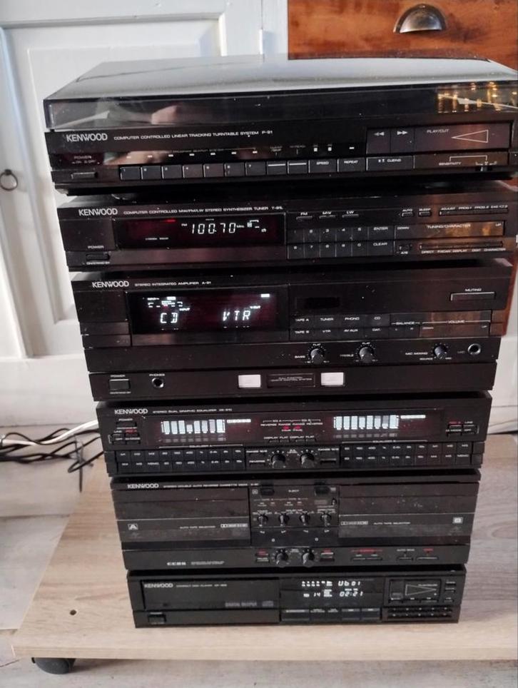 Vintage Kenwood M91 set met platenspeler equalizer remote, Audio, Tv en Foto, Stereo-sets, Gebruikt, Cassettedeck, Cd-speler, Tuner of Radio