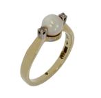 14k gouden dames ring Akoya parel en 2 diamanten, Sieraden, Tassen en Uiterlijk, Ringen, Goud, Goud, 17 tot 18, Ophalen of Verzenden