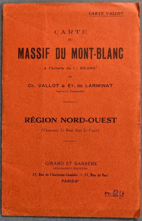 Carte Vallot du Massif du Mont-Blanc, 1:50.000, Nord-Ouest, Boeken, Atlassen en Landkaarten, Gelezen, Landkaart, Frankrijk, 1800 tot 2000