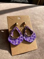 Handbeschilderde Oorbellen Lila La💜, Sieraden, Tassen en Uiterlijk, Oorbellen, Overige materialen, Paars, Nieuw, Ophalen of Verzenden