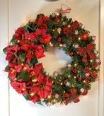 Prachtige grote kerstkrans rood met verlichting 60 cm, Diversen, Kerst, Ophalen of Verzenden, Nieuw
