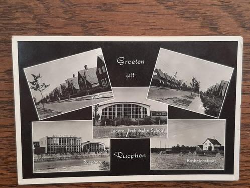 oude kaart Rucphen kade, bosheidestraat, school, 1960, Verzamelen, Ansichtkaarten | Nederland, Gelopen, Noord-Brabant, 1940 tot 1960