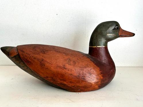 Oude grote houten eend 38 cm, Antiek en Kunst, Curiosa en Brocante, Ophalen