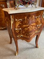 Marqueterie commode gebogen en met marmer blad, Ophalen