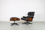 Vintage Vitra Lounge Chair met Ottoman, Rio Palissander, Ophalen, Gebruikt, Minder dan 75 cm, Leer