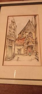 Aquarel Begijnhof te amsterdam, Ophalen of Verzenden