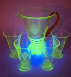 Set Antiek Art Deco Uranium Glas, Antiek en Kunst, Ophalen of Verzenden