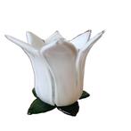 Murano glas waxinelichthouder lotus, jaren 80, Overige materialen, Ophalen of Verzenden, Zo goed als nieuw, Wit
