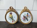 antiek wand hanger barok lijstje limoges porselein vogels 2x, Antiek en Kunst, Ophalen