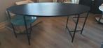 Ovale sidetable hout, metalen poot en groen marmer, Huis en Inrichting, Tafels | Sidetables, Ophalen, Zo goed als nieuw, 150 tot 200 cm
