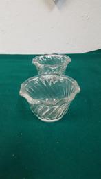 Kandelaars / theelicht houders van bewerkt glas, 2 stuks, Ophalen of Verzenden