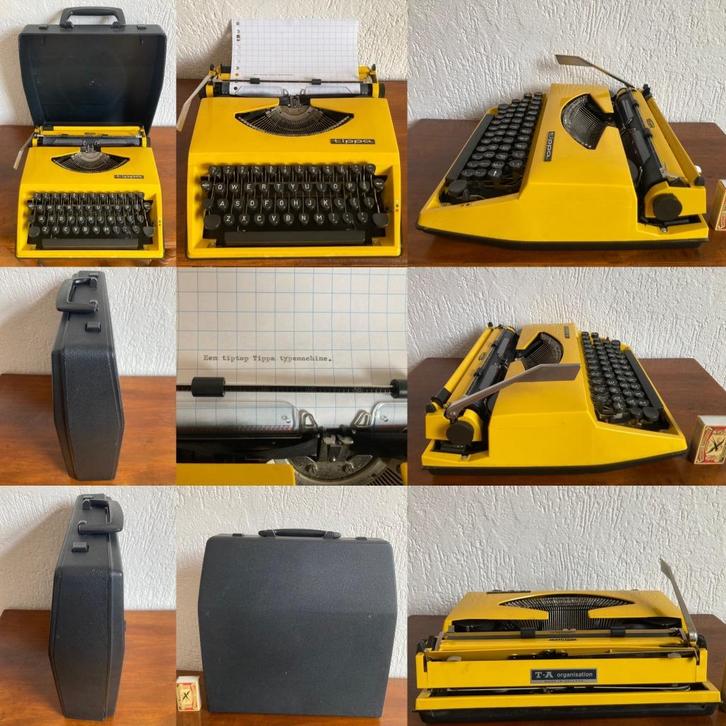 Gele typemachine Triumph Tippa glanzend geel en werkend, Diversen, Typemachines, Zo goed als nieuw, Ophalen of Verzenden