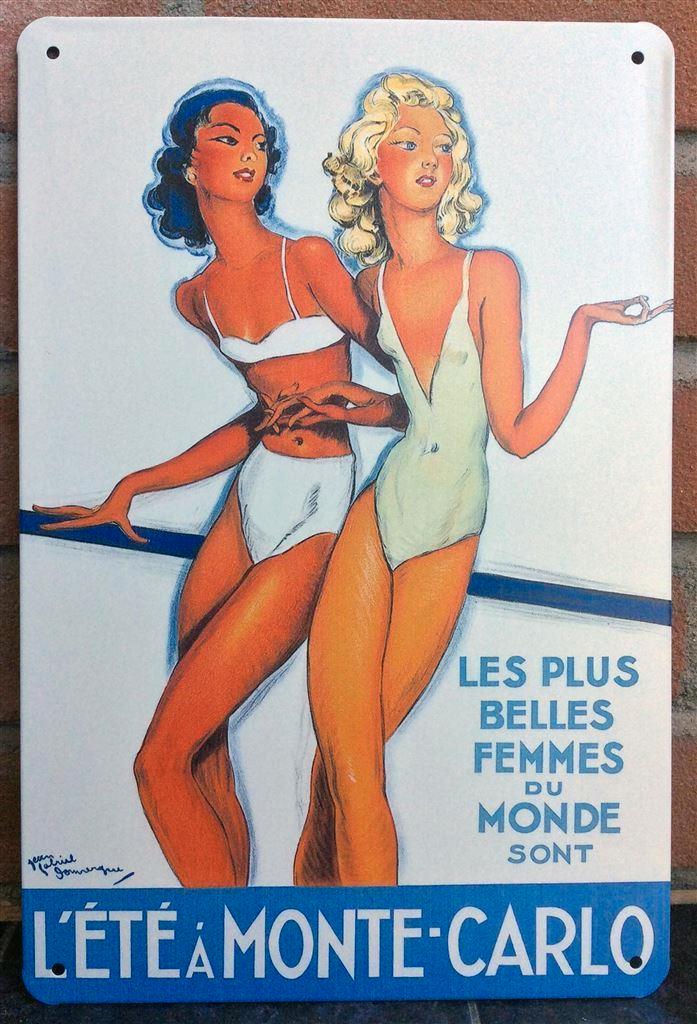 Jean Gabriel Domergue Monte Carlo Reis Metalen Poster, Antiek en Kunst, Kunst | Tekeningen en Foto's, Ophalen of Verzenden