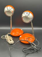 Vintage - paar - bureaulampen oranje – Space Age – Eichhoff, Huis en Inrichting, Ophalen, Gebruikt, Overige materialen, Minder dan 50 cm