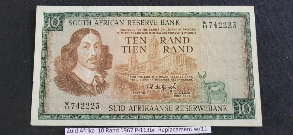 Zuid Afrika 10 Rand 1967 P-113br Replacement w/11, Postzegels en Munten, Ophalen of Verzenden