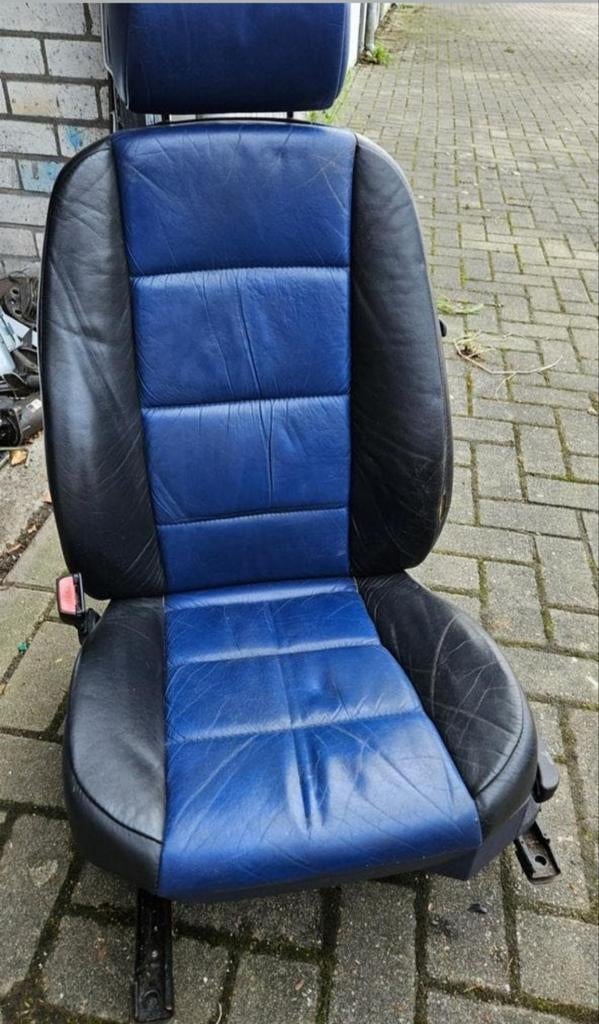 BMW E36 coupe Lederen stoelen Leder Blauw/Zwart, Auto-onderdelen, Ophalen, Gebruikt, BMW
