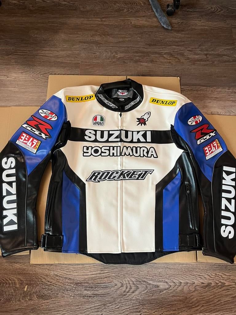 Suzuki Yoshimura Motorjas (Maat XXL) Vintage blauw, Ophalen of Verzenden, Zo goed als nieuw, Overige maten, Blauw