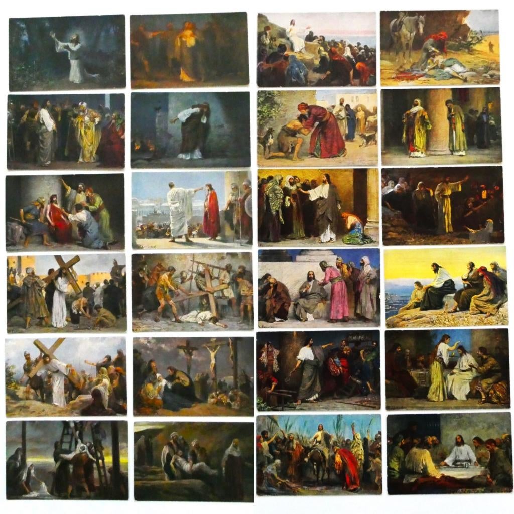 24 Ansichtkaarten Anton Robert Leinweber Bijbelkaarten, Antiek en Kunst, Antiek | Religie, Ophalen of Verzenden