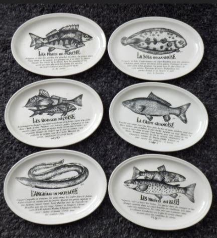 servies GIEN grote borden met vissen afbeeldingen, Ophalen of Verzenden, Zo goed als nieuw, Bord(en), Overige stijlen