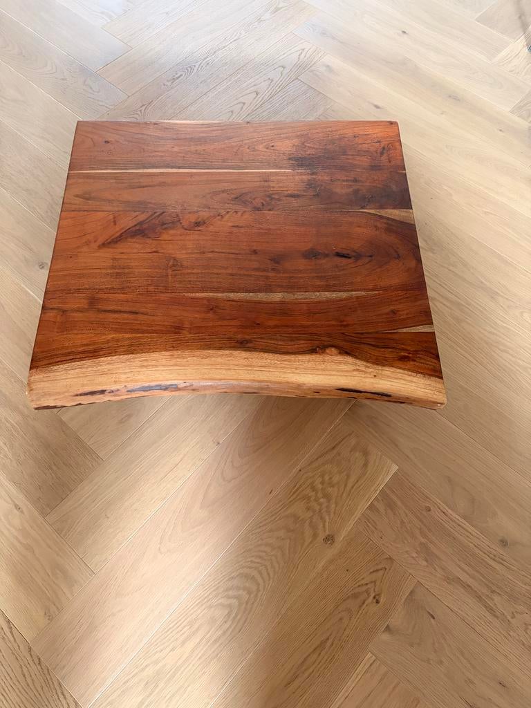 Massief houten wandplank/ koffiebar zwart gepoedercoat staal, Huis en Inrichting, Ophalen, Zo goed als nieuw