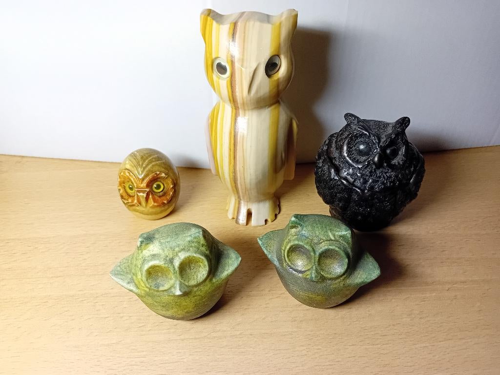 Serie van 5 uilen, Verzamelen, Beelden en Beeldjes, Verzenden, Nieuw, Dier