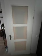 Witte binnendeur met glaspanelen (zonder scharnieren), Ophalen, Gebruikt, 80 tot 100 cm, Binnendeur