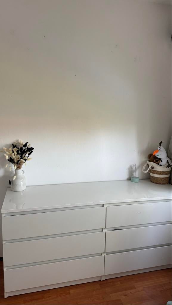 Wit dressoir met zes lades, Ophalen, Overige materialen, Gebruikt, 100 tot 150 cm