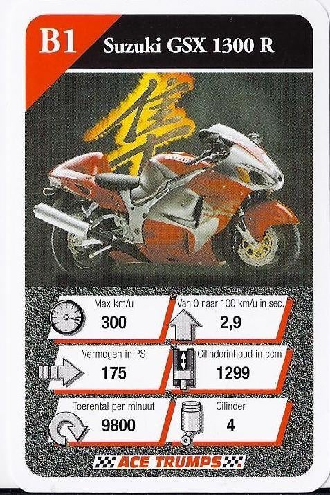 Kw2371 motorkaartje b1 suzuki gsx 1300 r, Ophalen of Verzenden, Zo goed als nieuw, Motoren