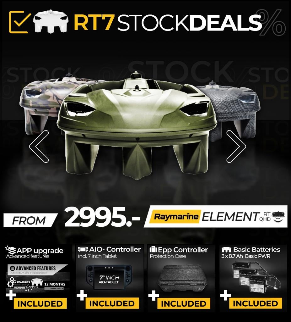 Carplounge RT7 Pro Stockboot ( Voerboot ), Watersport en Boten, Hengelsport | Karpervissen, Nieuw, Complete set, Ophalen