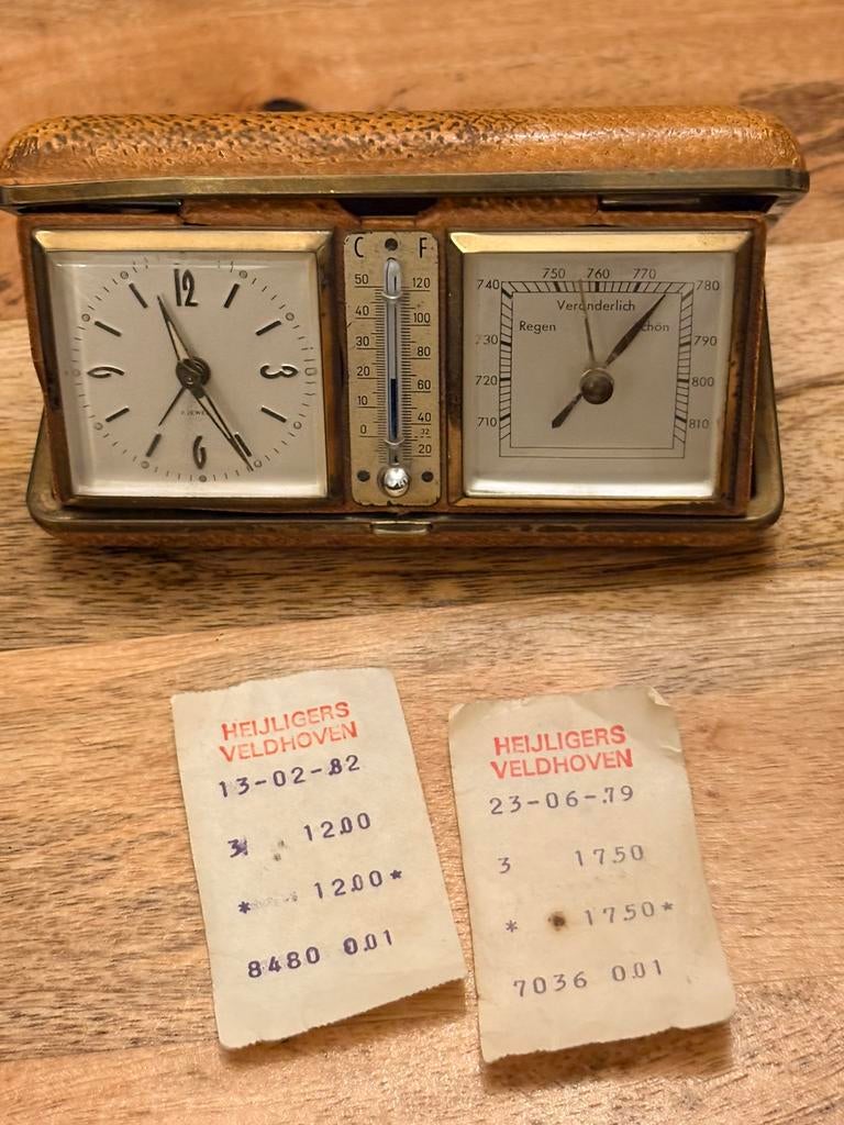 Vintage Europa 7 juwelen reisklok en barometer, Antiek en Kunst, Antiek | Klokken, Ophalen of Verzenden