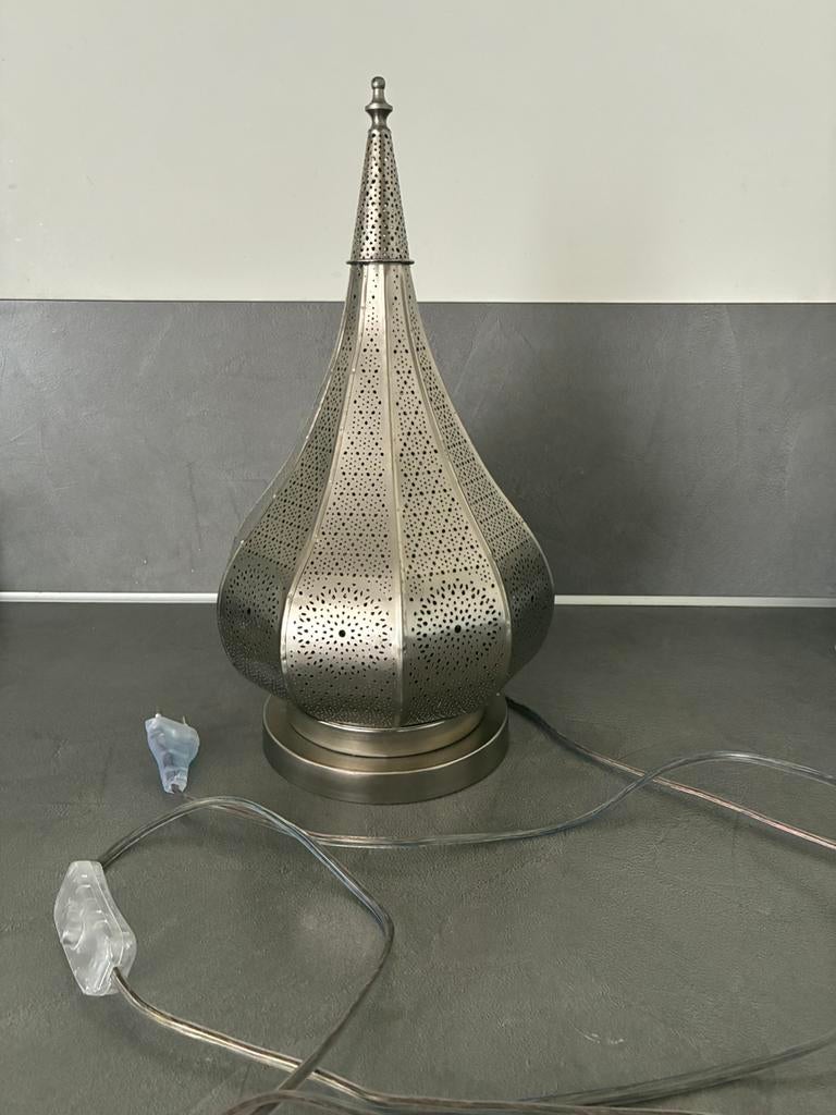 Tafel Lamp zilverkleurig 38x20, Ophalen of Verzenden, Zo goed als nieuw, Metaal, Minder dan 50 cm