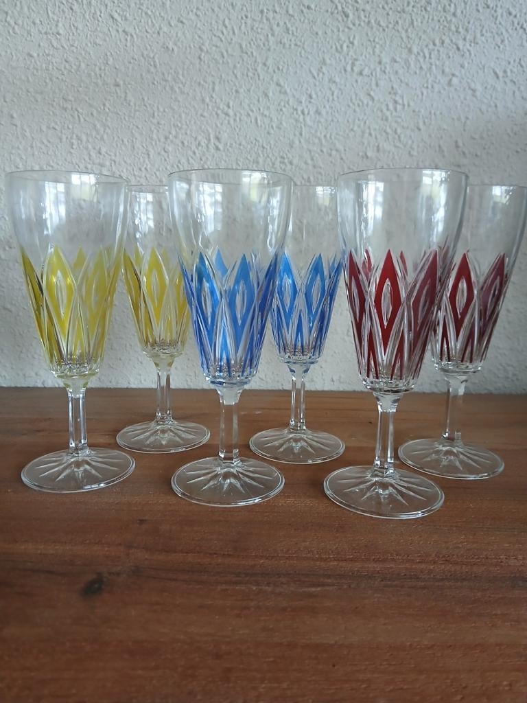 6 VMC Reims France champagneflutes Harlequin, Antiek en Kunst, Ophalen of Verzenden