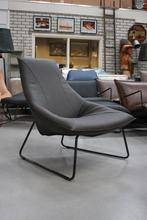 Luxe fauteuil BEAL Jess Design metaal leer donkerbruin (3 x), Ophalen, 75 tot 100 cm, Zo goed als nieuw, 75 tot 100 cm