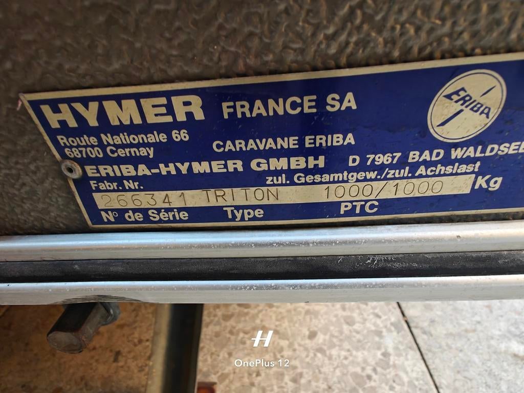 Eriba Touring b. j. 1989, Standaardzit, Tot en met 2, Particulier, 500 - 750 kg