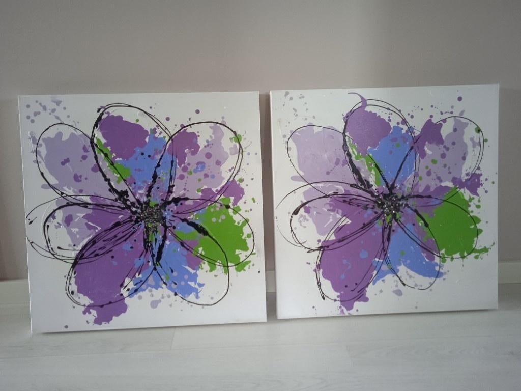 2 canvas doeken, Ophalen, Gebruikt, 50 tot 75 cm, Overige typen