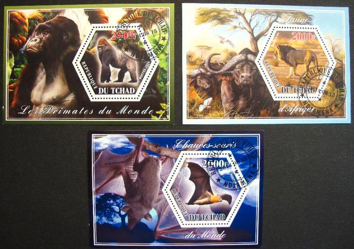 - 718 - 3 Blokjes met Wereld Dieren., Postzegels en Munten, Postzegels | Thematische zegels, Gestempeld, Dier of Natuur, Verzenden